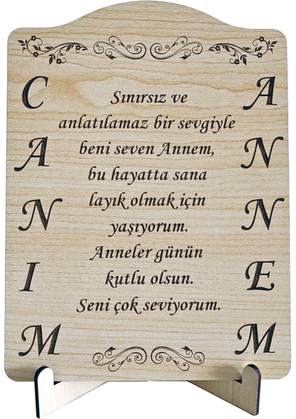 Anneler Günü Ahşap Tebrik Kartı Lazer Kazıma Güzel Sözler Kişiye Özel fiyatları