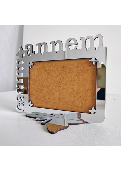 Anneler Günü Gümüş Aynalı Pleksi Fotoğraf Çerçevesi Canım Annem