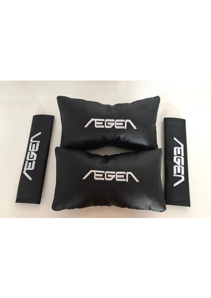 Fiat Egea Nakışlı Deri 1 Çift Boyun Yastık ve 1 Çift Kemer Pedi