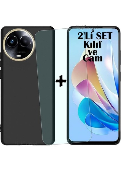 Realme 11 4g Kılıf Kamera Korumalı Soft Yumuşak Silikon + 9h Tempereli Nano Cam 2'li Set Ekran Camı ve Kılıf