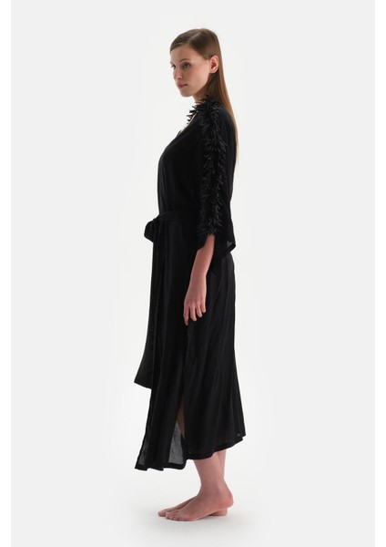 Siyah Uzun Kimono modelleri