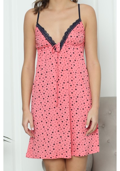 Kadın Tunik Gecelik Ip Askılı Viskon Likrali Pembe fiyatları