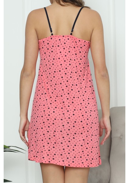 Kadın Tunik Gecelik Ip Askılı Viskon Likrali Pembe modelleri