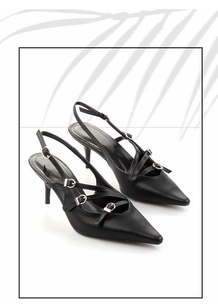 (Pine Cone) 3 Toka Detaylı Topuklu Kadın Ayakkabı Siyah