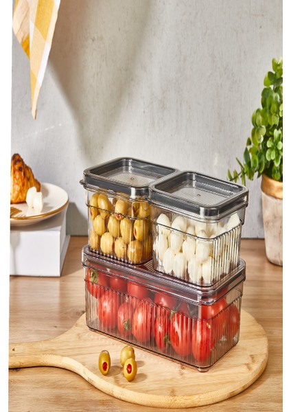 3'lü Sızdırmaz Kapaklı Kahvaltı Saklama Kabı - X1 1800 ml - X2 850 ml