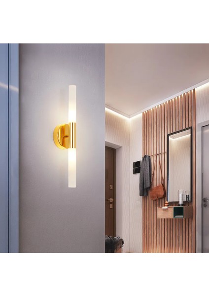 Eskitme Gold 3000K 40CM Çift Akrilik Boru Duvar Lambası,led Aplik,modern Aydınlatma