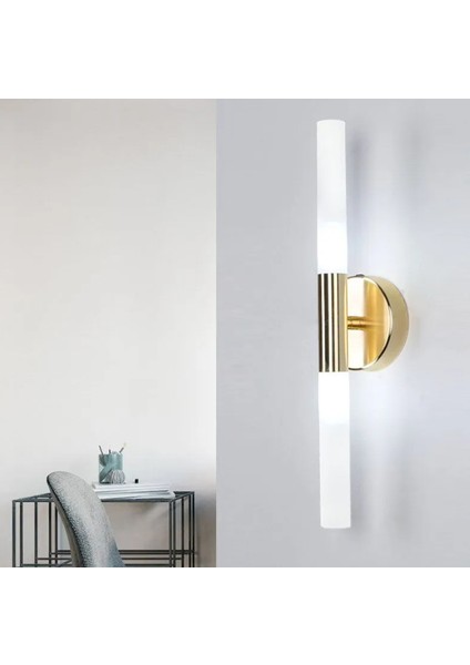 Eskitme Gold 3000K 40CM Çift Akrilik Boru Duvar Lambası,led Aplik,modern Aydınlatma