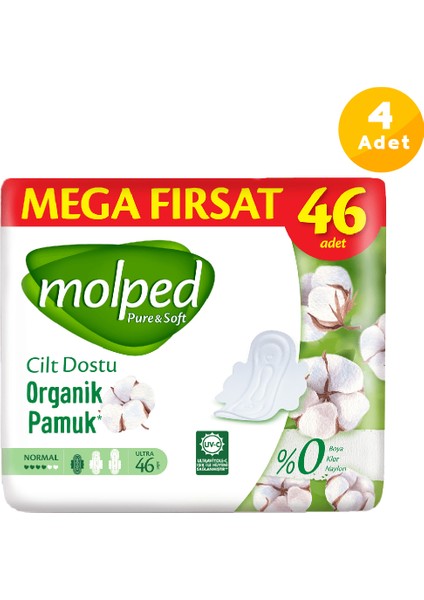 Pure Soft Hijyenik Ped Normal Mega Fırsat 46'lı 4 Paket