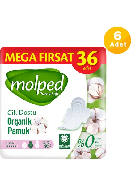 Pure Soft Hijyenik Ped Uzun Mega Fırsat 36'lı 6 Paket