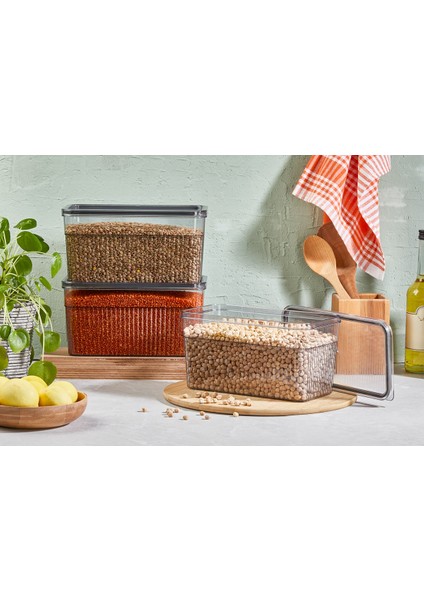 6'lı Sızdırmaz Kapaklı 3600 ml Buzdolabı Organizer -Saklama Kabı