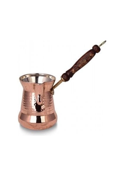 Sultan Cezve 2 No Ince Ahşap Kulp 3 Fincan Makine Dövme Kırmızı TURNA1237-1