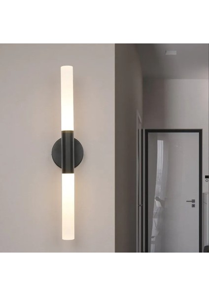 Zr Aydınlatma Siyah 6500K 40CM Çift Akrilik Boru Duvar Lambası,led Aplik,modern Aydınlatma