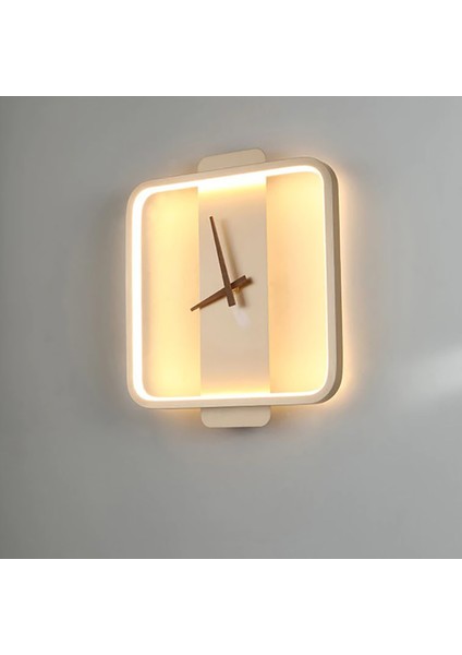 Eskitme Gold 4000K 30*30CM Kare LED Saat,aplik,duvar Aydınlatması, Saat Aplik