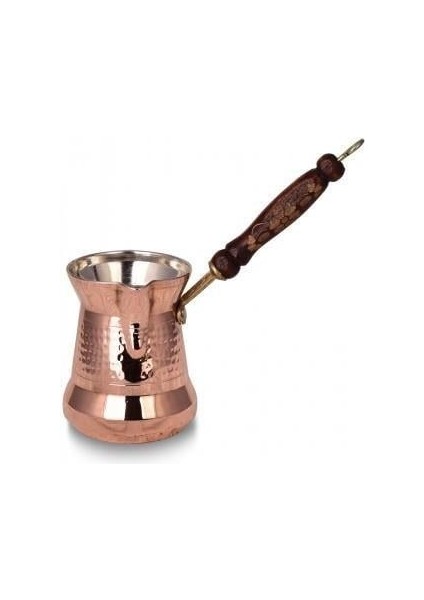Sultan Cezve 5 No Ince Ahşap Kulp 6 Fincan Makine Dövme Kırmızı TURNA1240-1