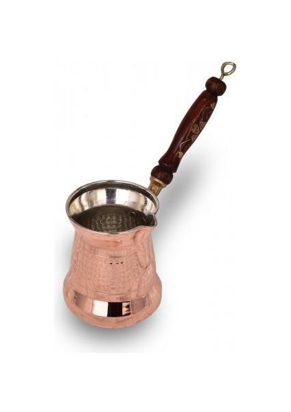 Sultan Cezve 5 No Ince Ahşap Kulp 6 Fincan Makine Dövme Kırmızı TURNA1240-1