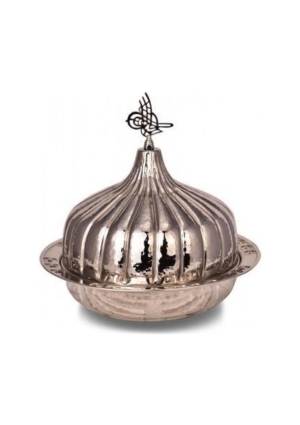 Paşaçadırı Yuvarlak Sunum Tabağı 30 cm El Dövme Nikel TURNA9058-2