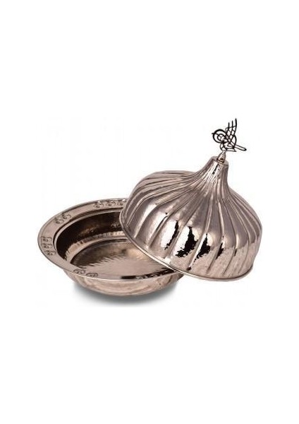 Paşaçadırı Yuvarlak Sunum Tabağı 30 cm El Dövme Nikel TURNA9058-2
