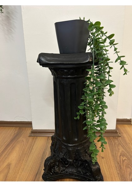 Dekoratif 53 cm Büyük Boy Parlak Siyah Roma Sütunu Biblo Heykel modelleri