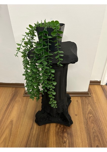 Dekoratif 53 cm Büyük Boy Mat Siyah Roma Sütunu Biblo Heykel modelleri