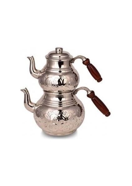 Klasik Çaydanlık 2 No Kalın El Işleme Nikel TURNA1954-2