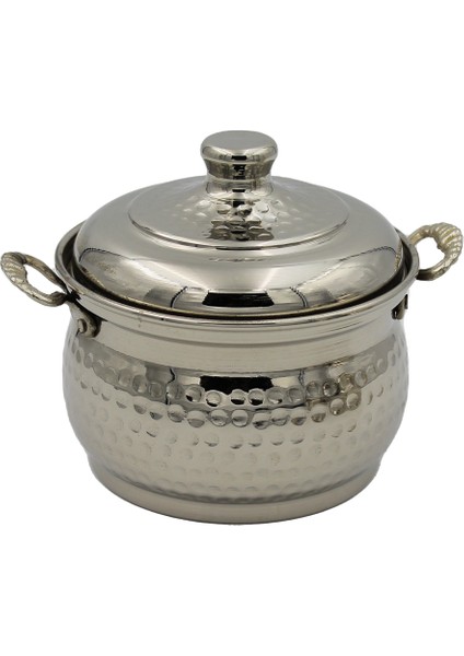 Mini Güveç Tencere 1 No 12 cm El Dövme Nikel TURNA8174-2