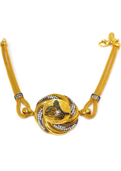 Tuğralı Kazze Örgü Zincirli Bileklik Künye 14 Ayar Altın 4K VİDEOLU fiyatları