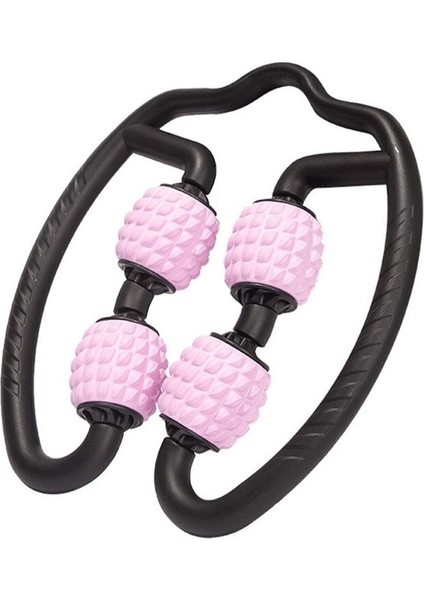 Fitness Yoga Vücut Geliştirme Ekipmanları Köpük Mil Rulo Kas Gevşeme El Bacak Masaj Haddeleme 4 Tekerlekler Arms Boyun Bel | El Sapları (Pembe) (Yurt Dışından)