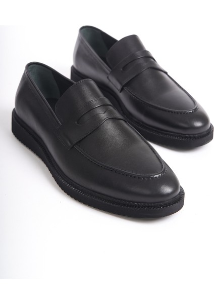 Erkek Deri Loafer Siyah -MBEYY23202-S