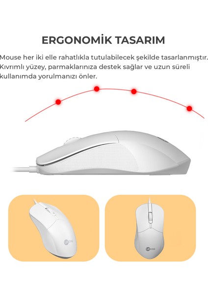 CM101 USB Kablolu Türkçe Q Klavye & Mouse Set Beyaz