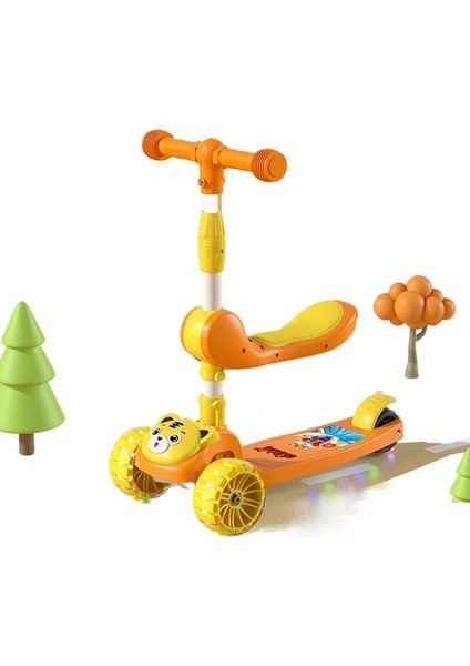 Oloey Çocuk Scooter 1-3-6-8-12 Yaş Oturabilir Üçü Bir Arada Yo-Yo Araba Scooter (Yurt Dışından)