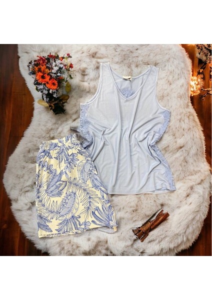 Askılı Kolsuz Şortlu Pijama Takım M61