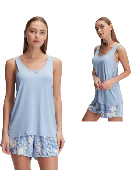 Askılı Kolsuz Şortlu Pijama Takım M61