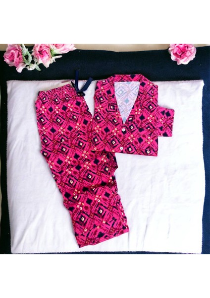 Gömlek Yaka Önden Düğmeli Pijama Takım M60