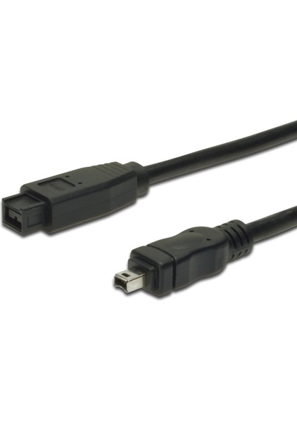 Firewire 800 Bağlantı Kablosu, 9 Pin Erkek - 4 Pin Erkek, 1.80 Metre, Awg: 26/28, Ieee 1394-2008, Ul, Siyah Renk