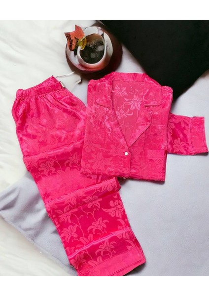 Gömlek Yaka Düğmeli Jakarlı Pijama Takım M57