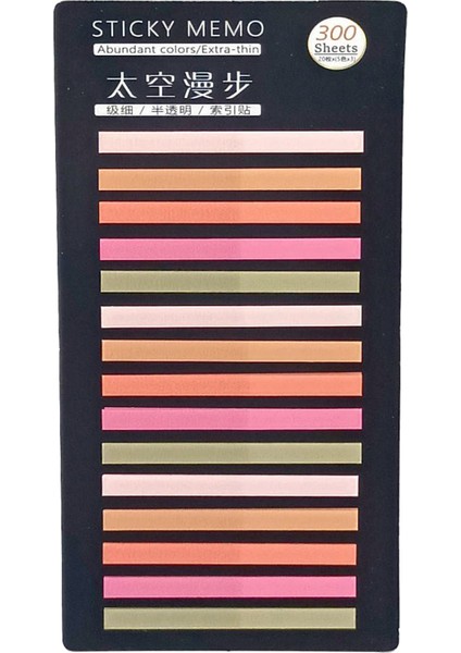 Ince Şerit Şeffaf Renkli Postit Kitap Ayracı Ayraç Postit Sticker 300 Yaprak