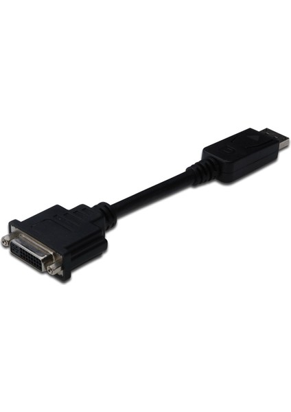 DisplayPort (DP)  DVI-I Adaptörü, Kablolu, DP Erkek - DVI-I (24+5) Dişi, 0.15 metre, kilit mekanizmalı, DP 1.2 uyumlu, 2x zırhlı, UL, nikel kaplama, siyah renk