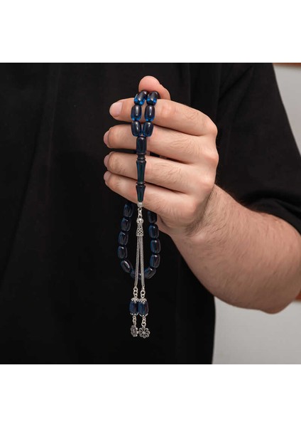 Gümüş Püskül Sıkma Kehribar Tesbih