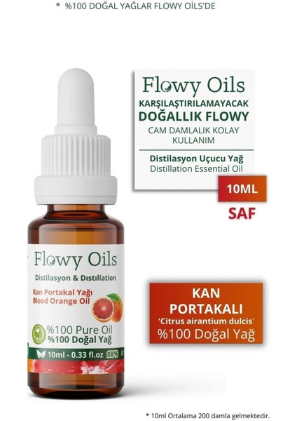 Flowy Oils Kan Portakalı Yağı %100 Doğal Bitkisel Uçucu Yağ Blood Orange Oil 10ML