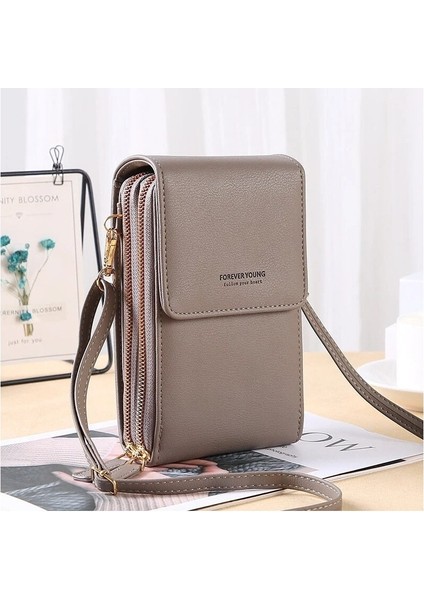 Liveasy 6.5 Inç Pu Deri Telefon Crossbody Çanta Kadınlar Için Dokunmatik Ekran Çantaları-Gri (Yurt Dışından)