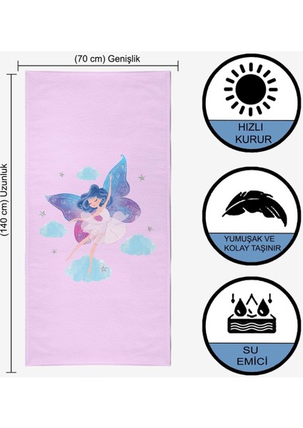 Sevimli Peri Dijital Baskılı 70X140 cm Çocuk Plaj Havlusu indirimleri