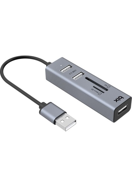 BX05HB 4in1 USB Hub Micro SD / SD Kart Giriş, 2x USB 2.0 Port Windows Uyumlu Çoklayıcı Adaptör