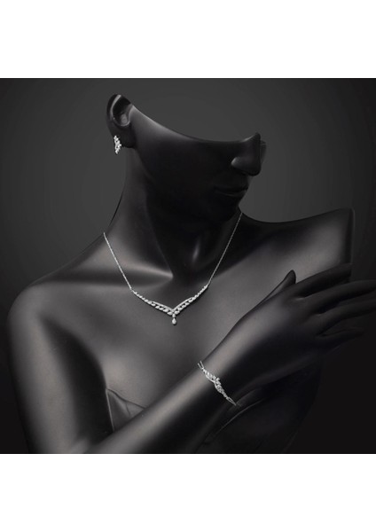 14 Ayar Damla Tasarım Beyaz Altın Nişan Seti modelleri