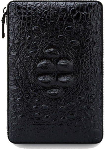 Deri Seyahat Puro Taşıma Kutusu Çakmak Kesici Set Siyah Kabartma