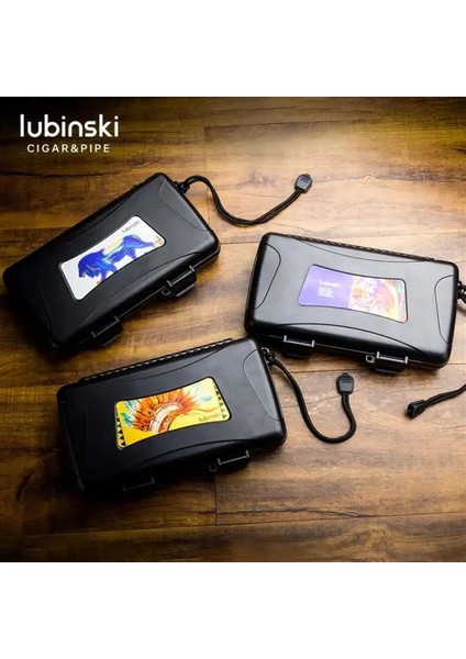 Seyahat Puro Kutusu Humidor Kırılmaz Plastik Siyah Lion 5's