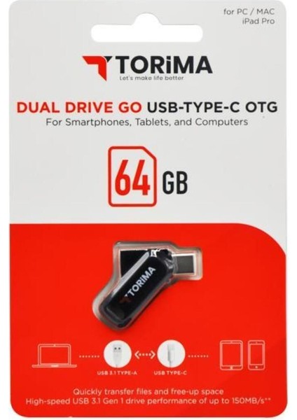 64 GB Type C - USB Çift Taraflı Flash Bellek