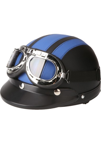 Motorcycle Scooter Open Face Half Leather Helmet With Visor Uv (Yurt Dışından)