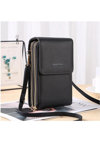 Liveasy 6.5 Inç Pu Deri Telefon Crossbody Çanta Kadınlar Için Dokunmatik Ekran Çantaları-Siyah (Yurt Dışından)