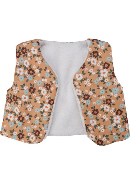 Kız Bebek Çiçek Baskılı Yelekli Fırfırlı Şönil Elbise modelleri