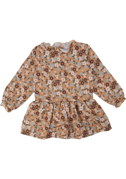 Kız Bebek Çiçek Baskılı Yelekli Fırfırlı Şönil Elbise fırsatları